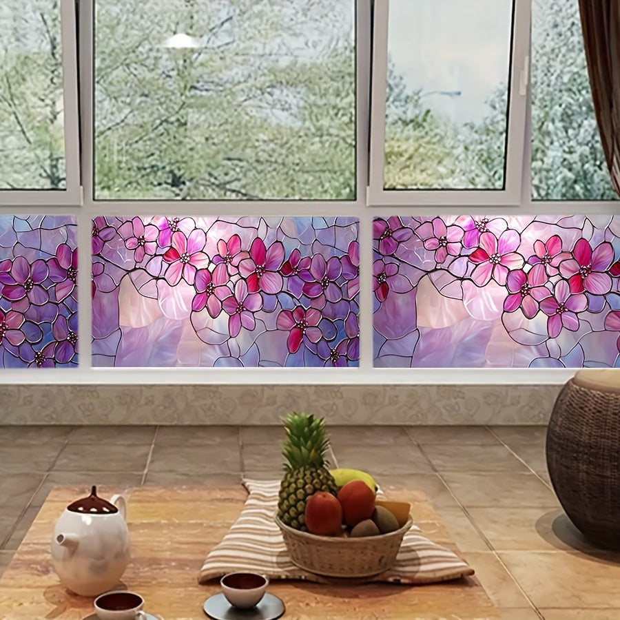 Fönsterfilm med blommor i glasmosaikdesign