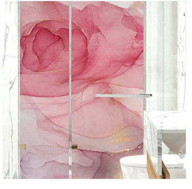 Fönsterfilm med rosa marmormönster