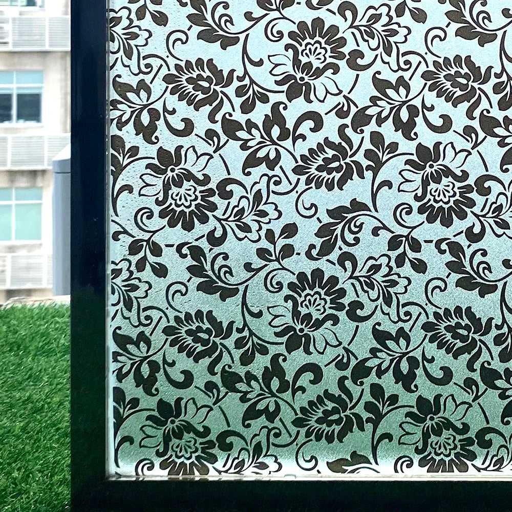 Fönsterfilm med dekorativt blommönster