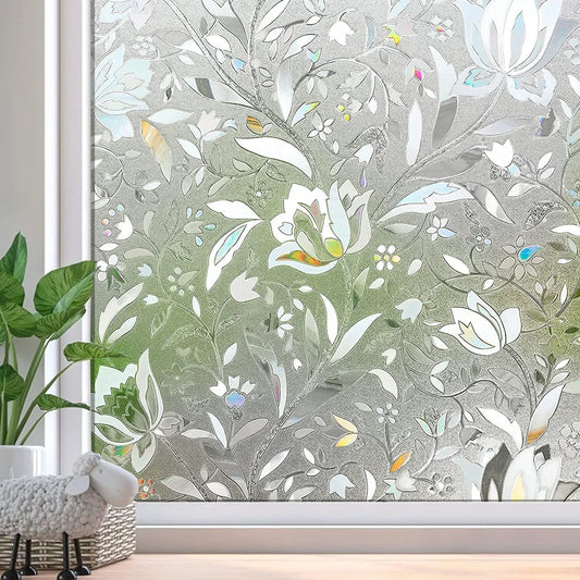 Fönsterfilm med frostad blomdesign