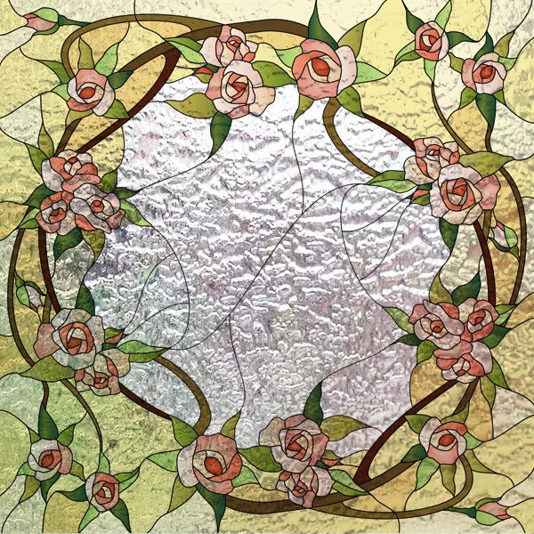 Fönsterfilm med romantiskt kransmönster av rosor