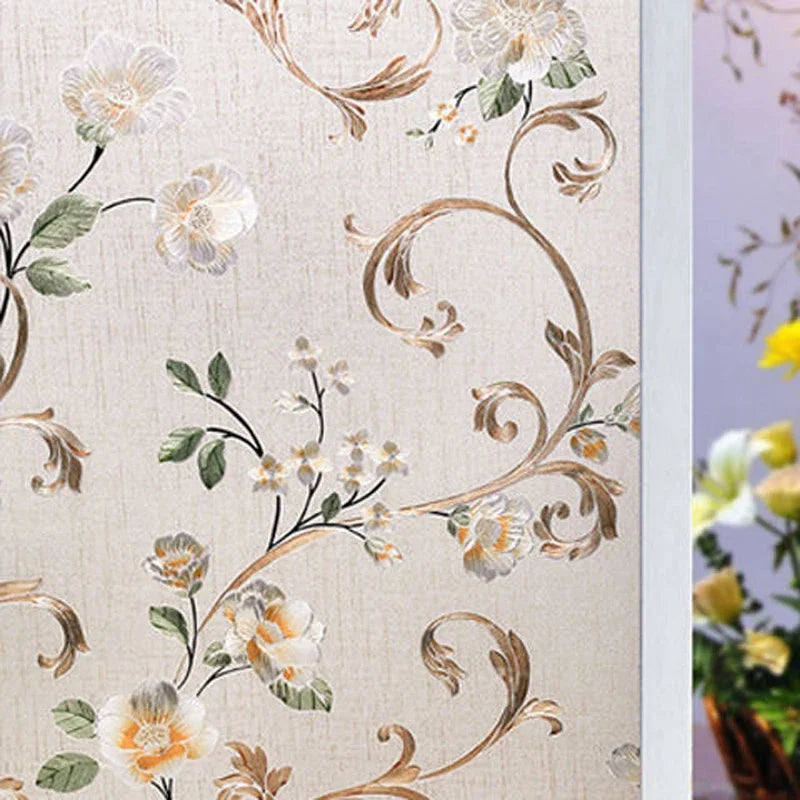 Fönsterfilm med blommigt ornamentmönster