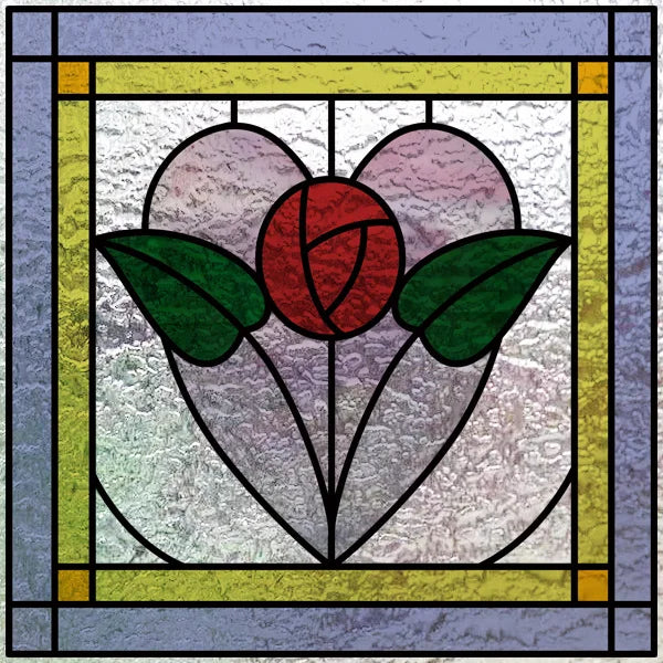 Fönsterfilm med röd blomma i hjärtformad design