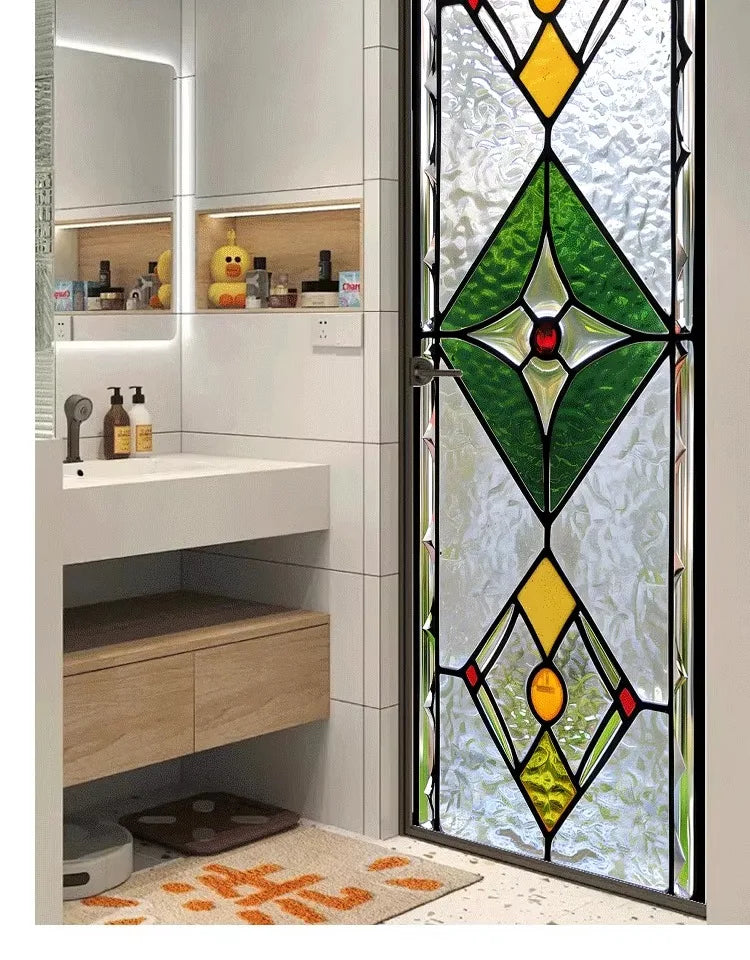 Fönsterfilm – Blyinfattat glas i geometrisk design