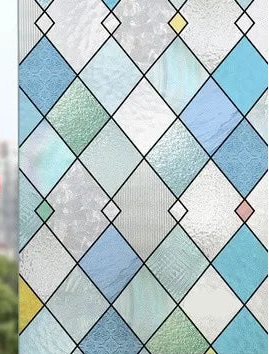 Fönsterfilm med färgade diamantrutor