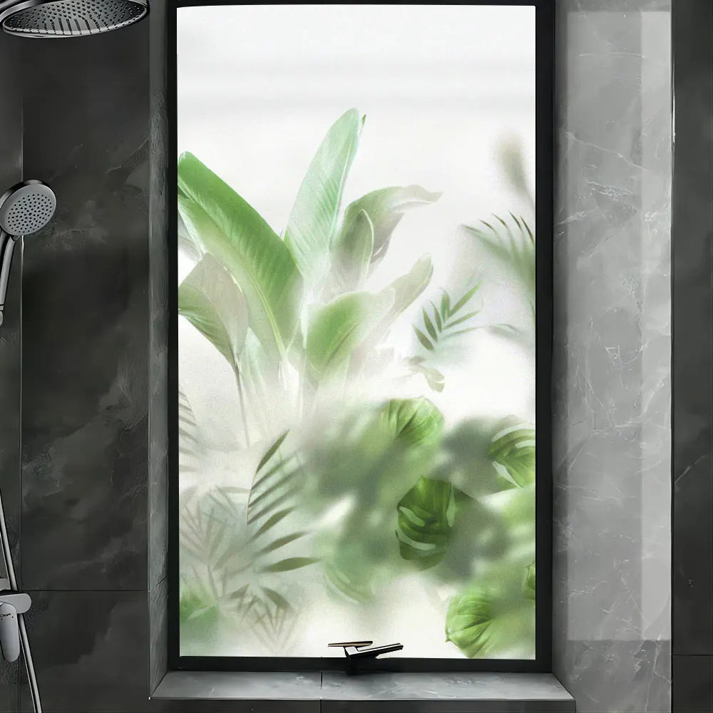 Fönsterfilm – Frostad design med tropiska blad