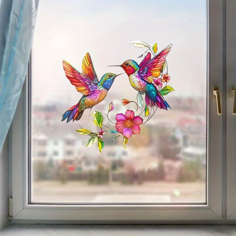 Fönsterdekal med färgstarka kolibrier
