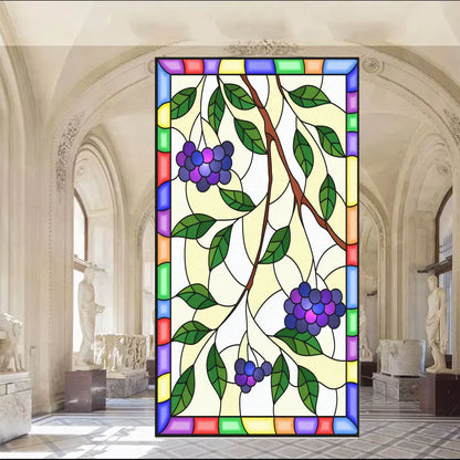Fönsterfilm - blommor med glasmålningsstil