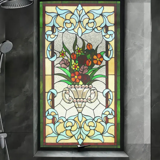 Fönsterfilm med klassiskt blomsterornament