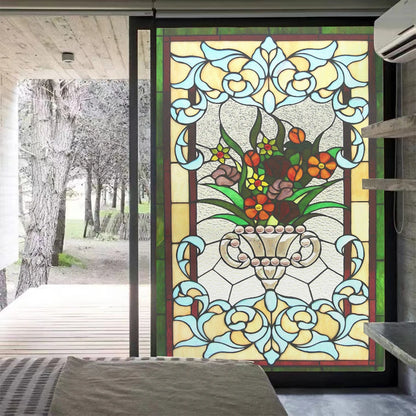 Fönsterfilm med klassiskt blomsterornament
