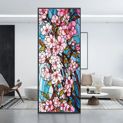 Fönsterfilm – Körsbärsblommor med effekt av blyinfattat glas