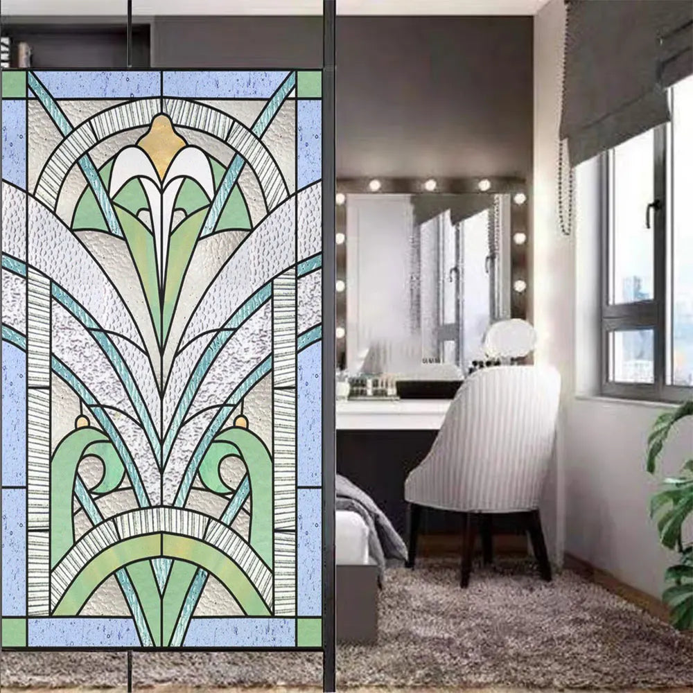 Fönsterfilm i glasdesign med Art Nouveau-stil
