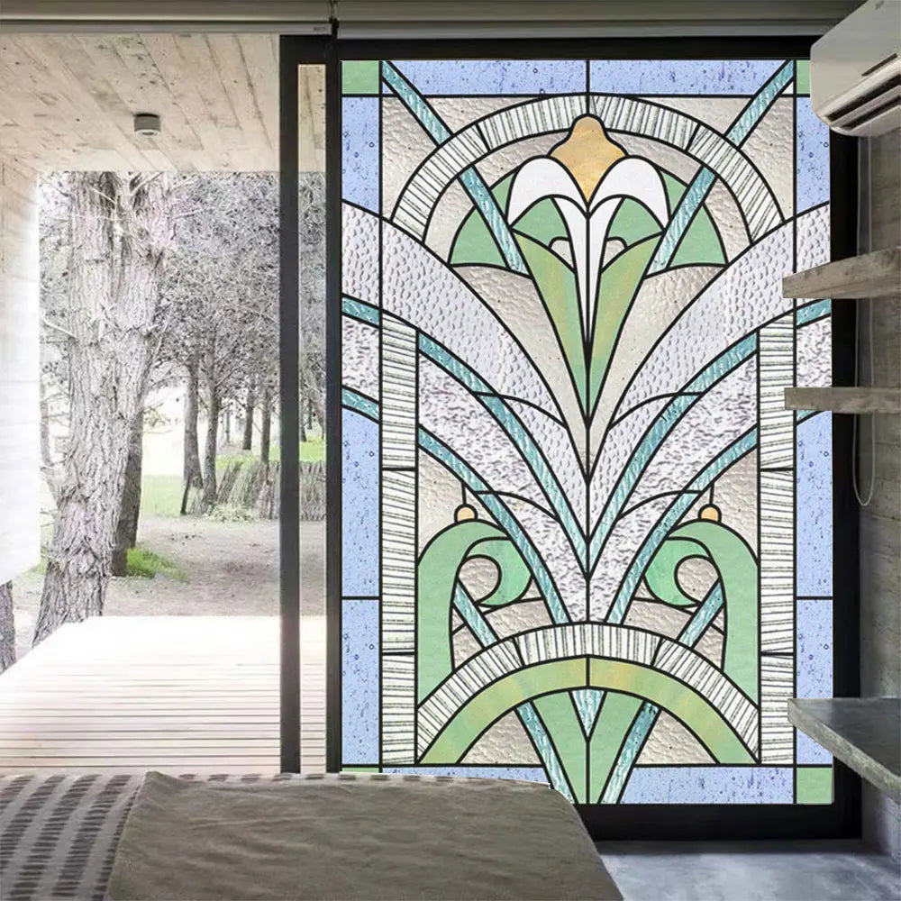 Fönsterfilm i glasdesign med Art Nouveau-stil