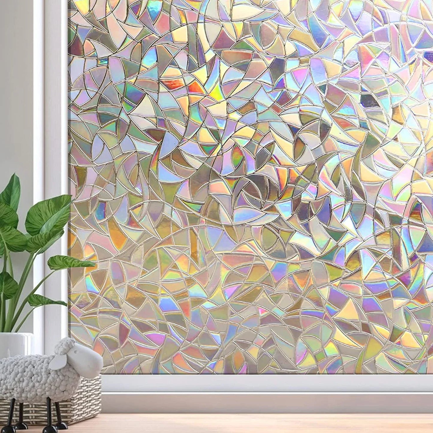 Fönsterfilm med holografiskt mosaikmönster