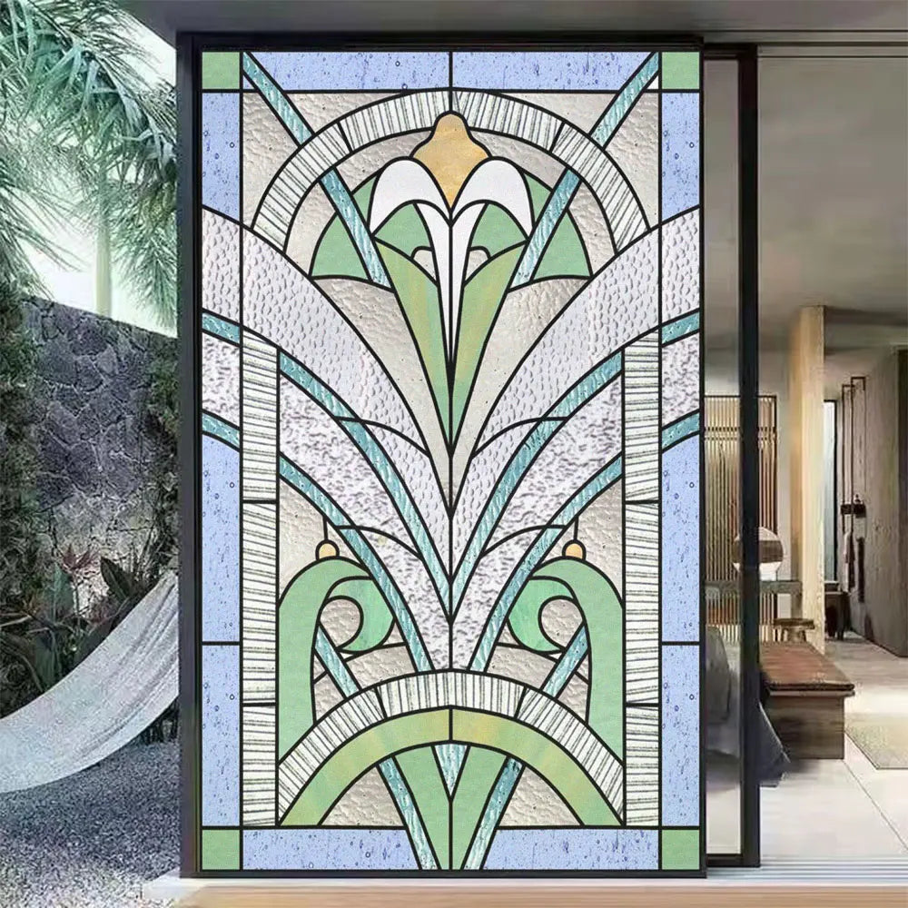 Fönsterfilm i glasdesign med Art Nouveau-stil