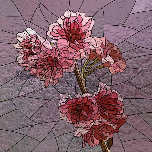 Fönsterfilm med rosa blommor i mosaikdesign